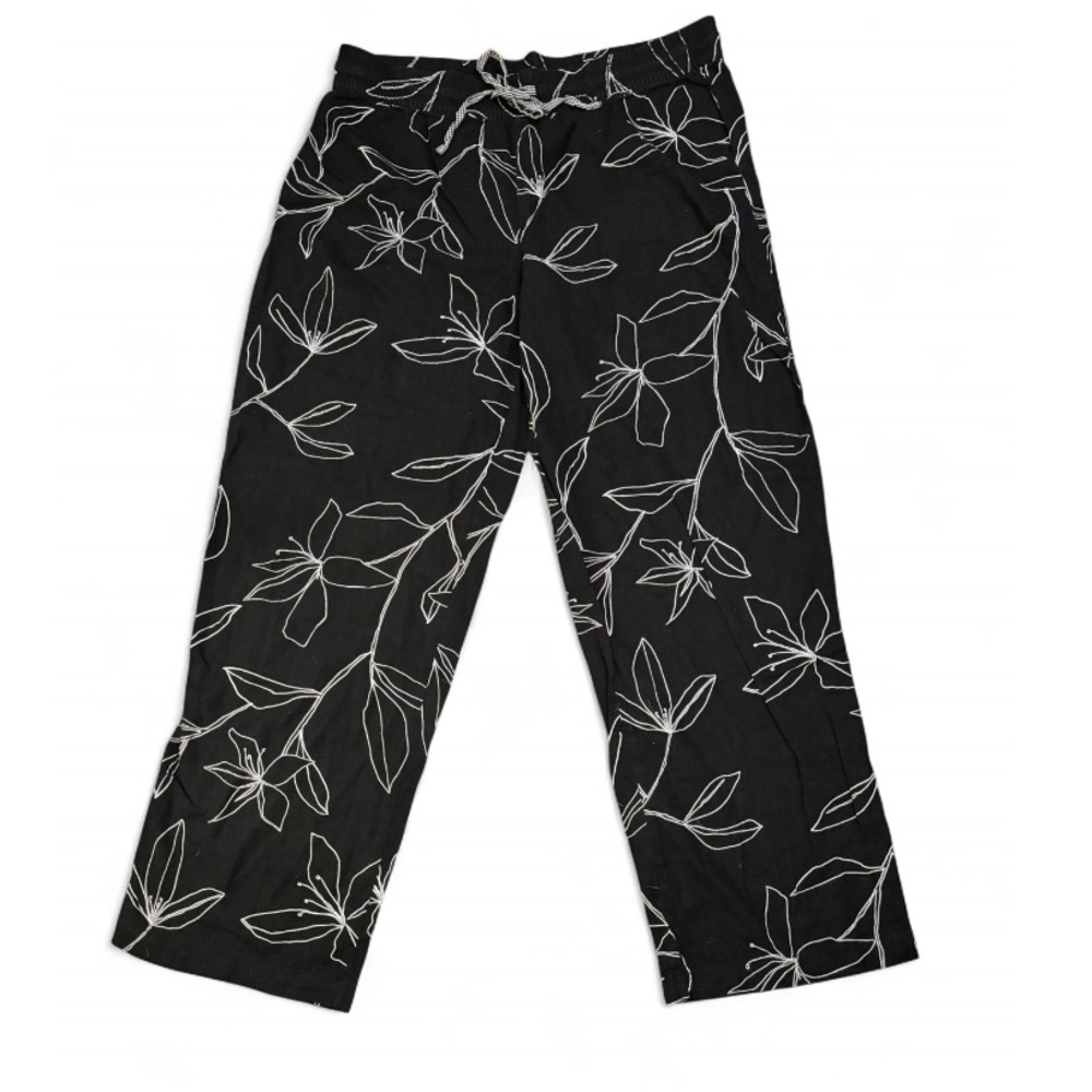 Black Gapbody pajama Pants with White Leaf Print